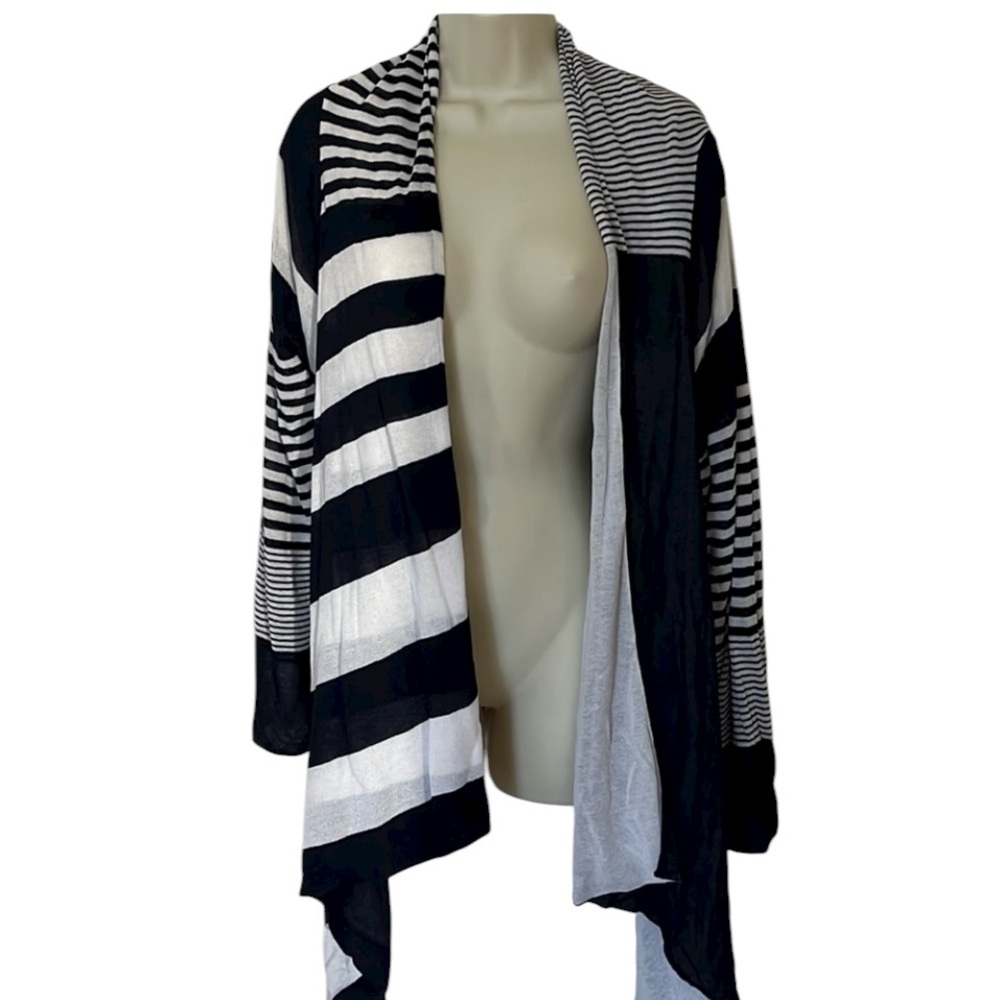 CASUAL by C.A SPORT large navy & white open front cardigan light weight